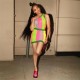 Mesh Multi-Color Striped See Through Two Piece Set Women Slim O-neck Sleeveless Tops+ Hot Sheath Skirt Streetwear Outfits