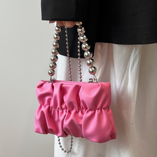 Pleated Design Pu Leather Crossbody Sling Bag For Women 2022 High Quality Luxury Female Chain Brand Shoulder Handbag And Purses