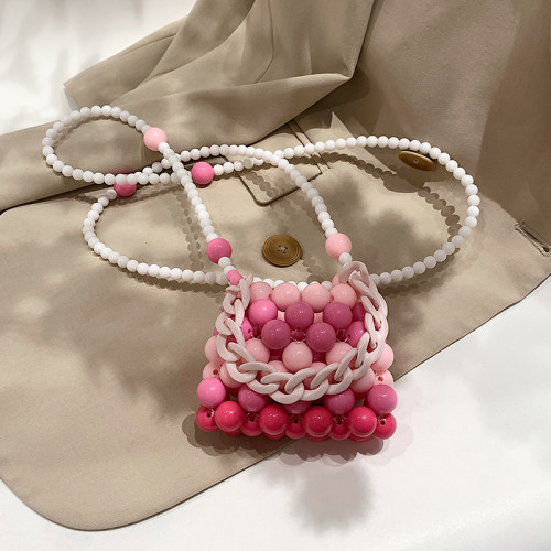 2022 New Summer Candy Colors Hand-woven Beaded Crossbody Bag For Women Mini Key Messenger Hollow Out Bags