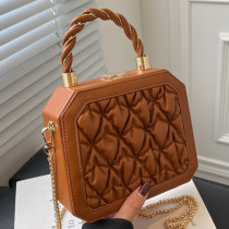 2022 Women PU Leather Chain Crossbody Bags Brown Clip Shell Handbags Female Shoulder Bags Lady Designer Handbag Evening Clutch