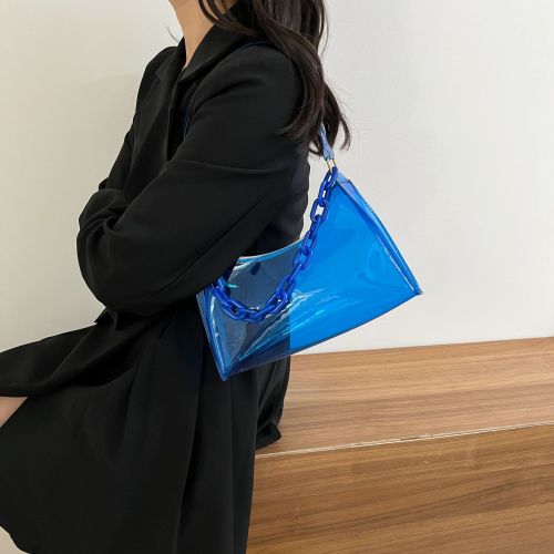 Fashion Ladies Jelly Bags PVC Clear Bag Underarm Bags Casual Women Summer Handbags Purse Cell Phone Shoulder Bag