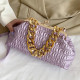 Women Purple Orange Thick Chain Ruched Shoulder Bags Female Crossbody Bags 2022 Luxury Brand Clip Handbags And Purse Prom Clutch