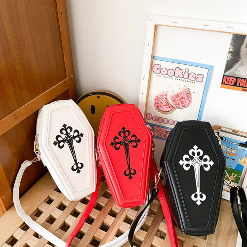 Novelty Coffin Shape Purses and Handbags for Women Gothic Cross Shoulder Bag Girls Small Crossbody Bag Fashion Day Clutches New