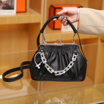 Luxury Women's Bag 2022 Trend Totes Bag Female Metal Chain Frame Bags For Women Solid Color Pleated Woman Shoulder Bag Crossbody