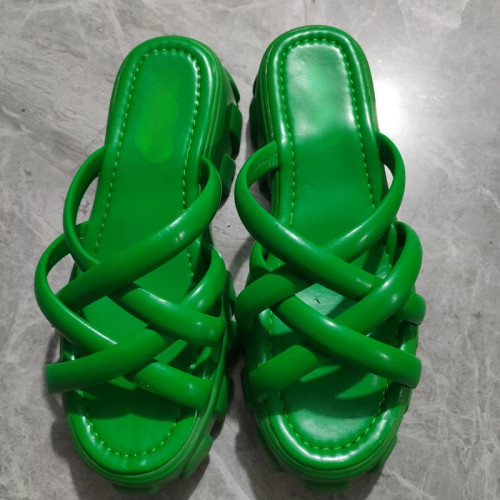 Green Heeled Sandals 2022 Summer Clogs Wedge Sale Of Women's Shoes Ankle Strap Cross Woven Slippers Platform Muffins shoe Black