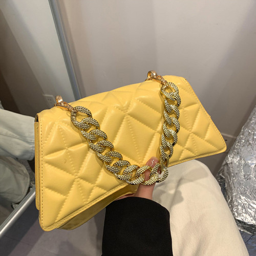 2022 Fashion Thick Chain Crossbody Bags For Women Designer Plaid Pu Leather Shoulder Bag Ladies Handbags