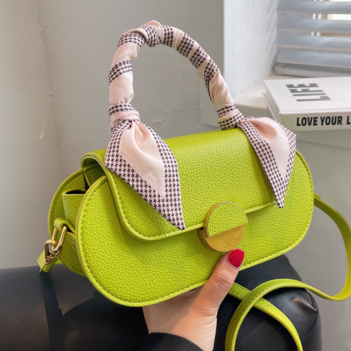 Elegant Ribbons Short Handle Women's Handbags Litchi Leather Shoulder Messenger Bags for Women 2022 Summer Fashion Crossbody Bag