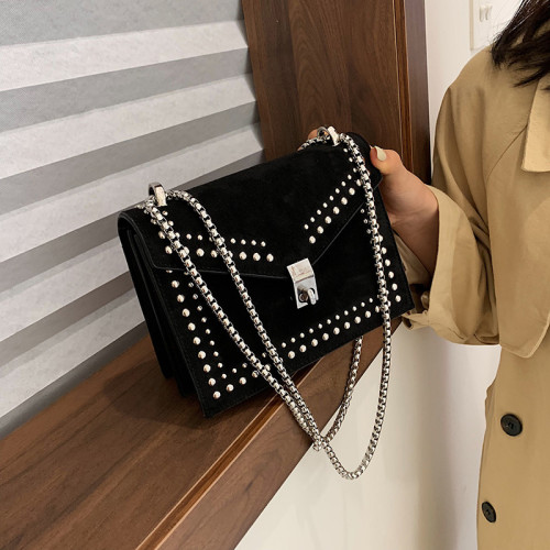 Rivets Designer Leather Crossbody Bag For Women 2021 Fashion Chain Handbag and Purses Female Ladies Small Shoulder Messenger Bag
