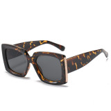 Oversized Sunglasses Women Men Vintage Wide legs Square Sun Glasses Fashion camouflage Leopard Black Eyeglasses UV400