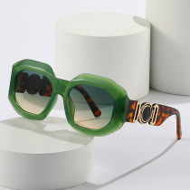 2022 New Fashion Oval Sunglasses Women Men Leopard PC Frame Gradients Lens Round Decoration Brand Designer Sun Glasses UV400