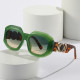 2022 New Fashion Oval Sunglasses Women Men Leopard PC Frame Gradients Lens Round Decoration Brand Designer Sun Glasses UV400