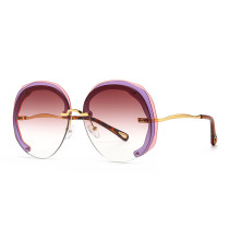 New Fashion Oversized Round Sunglasses Women Luxury Brand Designer Lady Elegant Rimless Sun Glasses For Female UV400