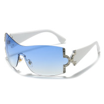 Luxury Brand Designer Oversized Rimless y2k Sunglasses Women Men Fashion Vintage Rivet Sun Glasses For Female Eyewear UV400