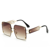 Classic Luxury Brand Designer Big Frame Square Sunglasses Men Women Fashion Vintage Punk Oversized Metal Sun Glasses Eyewear