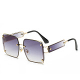 Classic Luxury Brand Designer Big Frame Square Sunglasses Men Women Fashion Vintage Punk Oversized Metal Sun Glasses Eyewear