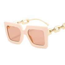 2022 New Fashion Shield Sunglasses Men Women PC Color Lens Alloy Metal Chains Style Frame Luxury Brand Designer Sun Glasses