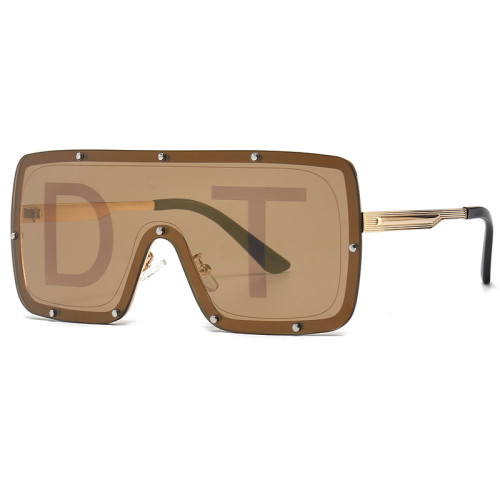 Fashion Luxury Brand Designer Oversized Square Sunglasses Men Women Vintage Travel Rimless Driving Rivet Sun Glasses Shades