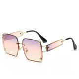 Classic Luxury Brand Designer Big Frame Square Sunglasses Men Women Fashion Vintage Punk Oversized Metal Sun Glasses Eyewear