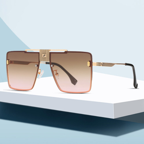 Vintage Oversized Square Rimless Sunglasses Men Women 2021 Luxury Brand Designer Travel Driving Metal Sun Glasses Fashion Shades