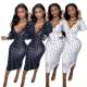 Elegant Polka Dot Print Midi Dress Fall Clothes for Women Sexy V Neck Long Sleeve Evening Club Party Dresses Robe Lounge Vestido
