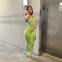 Backless Jumpsuit Women Summer 2022 Casual O Neck Short Sleeve Leggings Skinny Club Party Romper One Piece Sport Fitness Overall