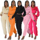Ruffles Solid Tracksuit Fall Winter Outfits Women Casual Zipper Turtleneck Hoodies Crop Top + Sweat Pants Two Piece Set Jogging