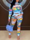Mixed Print Drawstring Tracksuit Set Autumn Winter women Two Piece Set Tracksuit Women Sweatshirt Sportwear Sports Suit