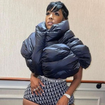 Crop Bubble Vest Jacket Solid Puffer Coats Women Streetwear 2022 Y2K Fashion Fall Winter Clothes Thick Warm Down Cropped Coat