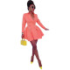 Women Solid Fall Blazer Dress Elegant Notched Long Sleeve Double Breasted Ruffle Office Lady Mini Dresses Outfit