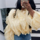 Layered Fluffy Petals Chiffon Crop Top Women Solid Round Neeck Long Sleeve Fashion Casual Blouse Female Summer Clothing