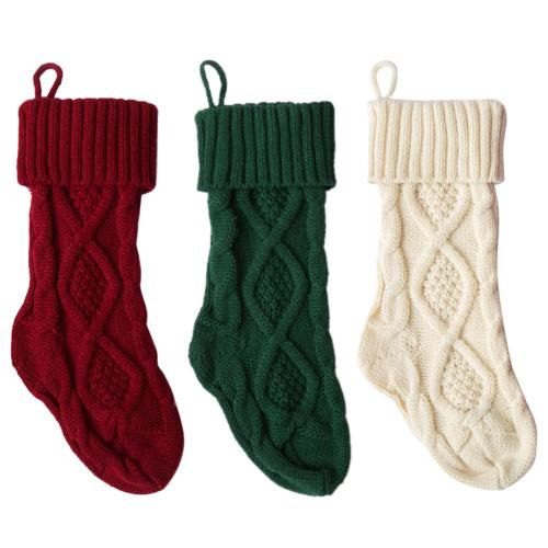 1pc Knitted Christmas Stockings Decoration Christmas Gift Bag Fireplace Decoration Santa Elk Socks Xmas Lovely Gift Bag