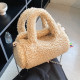 Plush Women's Boston Shoulder Crossbody Bag Barrel-shaped Fashion Lambs Wool Fluffy Fur Winter Female Bag Designer Handbags