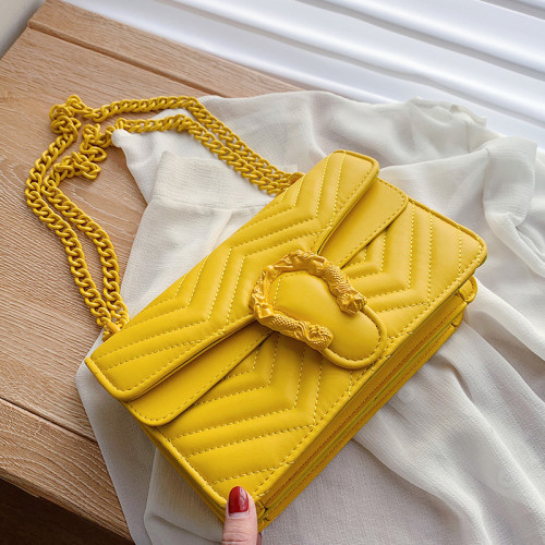 2023 New PU Leather Simple Messenger Bag Small Bag Female Bag Candy Color One-shoulder Chain Bag Bacchus Bag Messenger Female Bag