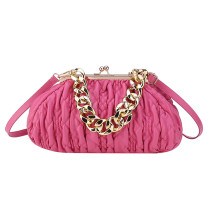 Fashion Ladies Shoulder Bag Thick Chain Handbags Trend Fold Leather Designe Women Bag Luxury Clip Mini Crossbody Bags and Purses