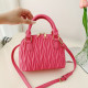 Luxury Women Handbag Embroidery Folds Leather Shoulder Bags Purse Brand Design Crossbody Shell Bag Female Top Clutch Bag Satchel