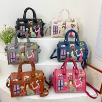 Women's Shoulder Bags Crocodile Pattern Leather Crossbody Bags Luxury Designer Handbags Fashion Cartoon Embroidered Casual Totes