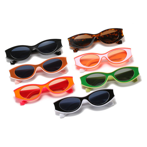 Fashion Cat Eye Two-Color Frame Sunglasses Woman Vintage Leopard Trending Sun Glasses Men Oval Lens Eyewear Shades UV400