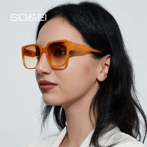 Fashion Oversized Square Women Sunglasses Retro Leopard Orange Men Trending Sun Glasses Shades UV400
