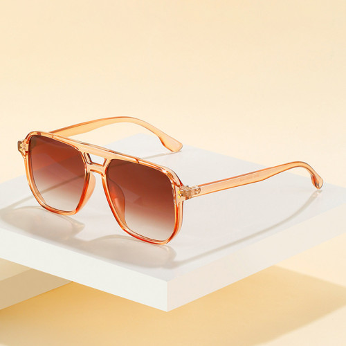 Fashion Double Bridges Square Sunglasses Women Retro Rivets Decoration Shades UV400 Men Gradient Trending Sun Glasses