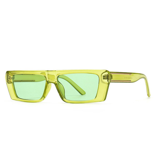 Retro Rectangle Women Shades UV400 Sunglasses Fashion Metal DecorationTrending Men Square Grey Tea Gradient Sun Glasses