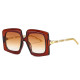 Retro Metal Chain Sunglasses Women Brand Designer Square Gradient Eyewear Fashion Men Trending Stripe Sun Glasses Shades