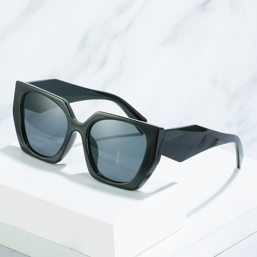 Retro Oversized Polygon Cat Eye Contrast Color Women Sunglasses Fashion Shades UV400 Men Square Blue Orange Sun Glasses