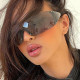 Retro Y2K Women One Piece Rimless Sunglasses Fashion Brand Designe Gradient Mirror Goggles UV400 Men Punk Sun Glasses