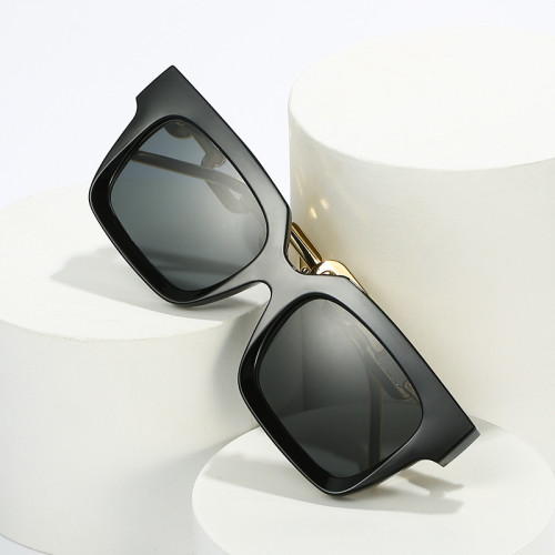 Ins Popular Fashion Square Sunglasses Women Retro Unique Chain Legs Colorful Leopard Gradient Sun Glasses Men Shades UV400