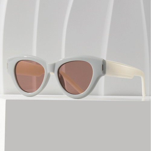 Ins Popular Fashion Cat Eye Women Luxury Sunglasses Retro Jelly Tea Shades UV400 Men Brand Designer Rivets Sun Glasses