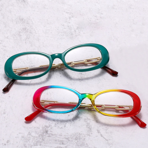 Retro Oval Women Glasses Frame Fashion Clear Anti-Blu-Ray Eyewear Men Optical Metal Chain Frame