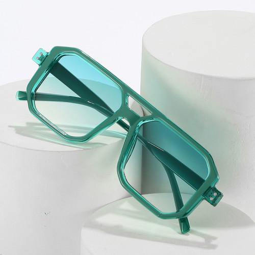 Retro Double Bridges Square Sunglasses Women Fashion Gradient Shades UV400 Men Vintage Punk Polygon Rivets Sun Glasses