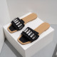Rhinestone Flat Bottom Women's Slippers Fashion Large Size One Word Casual Outer Wear Sandals