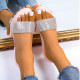 Transparent Jelly Shoes Women PVC A Word with Rhinestone Flat Shoes Summer New Home Women Slippers Outdoor Beach Open-toe Slides