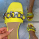Women's Slippers Fashion Sandals Ladies Metal Chain Shoes Plus Size PU Women Flat Shoes Ligth Female Footwear 2023 New Summer